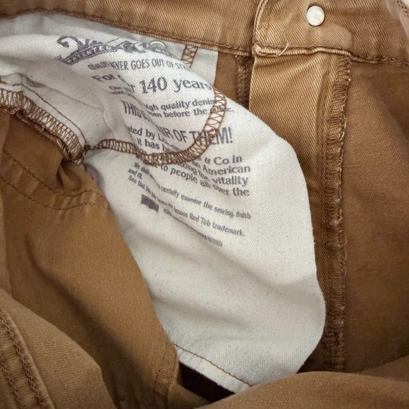 Levi's 513 Mens Khaki Tan Denim Slim Straight Jeans Size 30x32 Neutral Classic - Picture 9 of 14